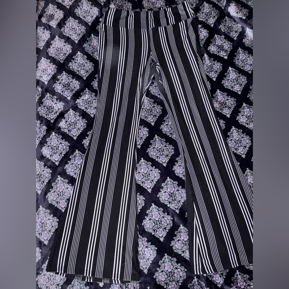No Boundaries Black and White Striped Wide Leg Pants